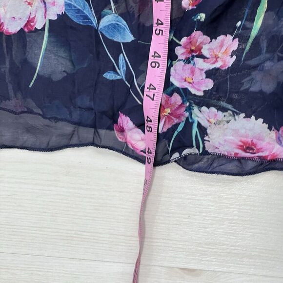 Bellambra Maxi Dress M Made in Italy Silk Blend Navy Blue Floral Halter Lined - Picture 10 of 13